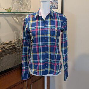 Abercrombie & Fitch Small Plaid Button Down Shirt Embroidered Moose Front Pocket